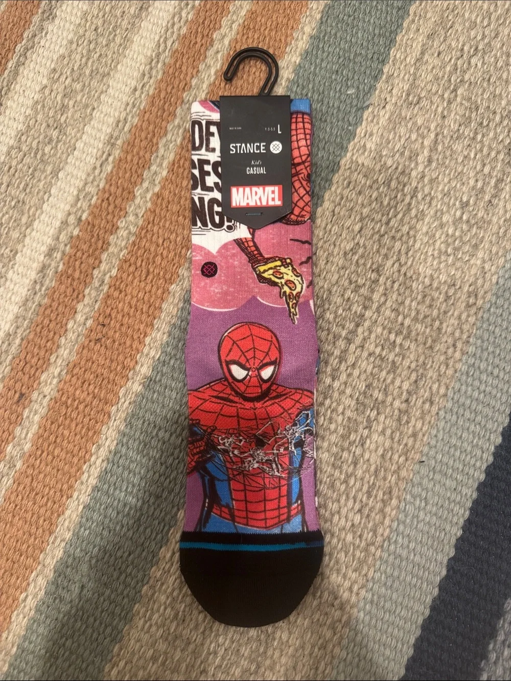 Stance Marvel Spider-Man Purple Red Blue Casual Socks Kids - Picture 1 of 7